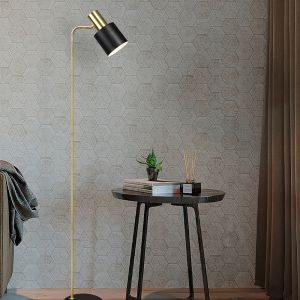 Lampada da terra nera metallo, Zoja, con interruttore