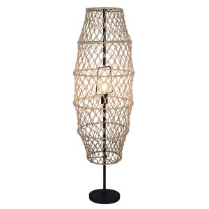 Lampada da terra rustica marrone, Liduina, con interruttore