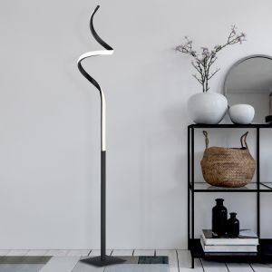 Lampada da terra moderna nera, Aby, 11W, 3000K LED, controllo touch