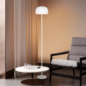 Lampada da terra ricaricabile moderna bianca, Dustin, 2,5W, 3000K LED, dimmer in 3 fasi