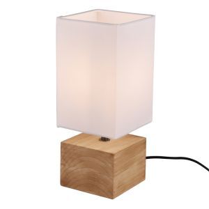 Lampada da tavolo in legno marrone, Job, con interruttore
