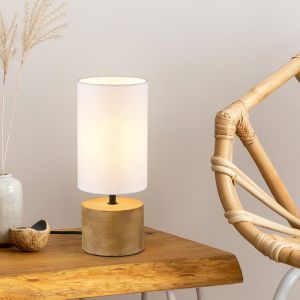 Lampada da tavolo in legno marrone, Job, con interruttore