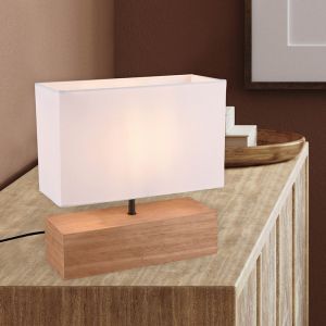 Lampada da tavolo in legno marrone, Job, con interruttore