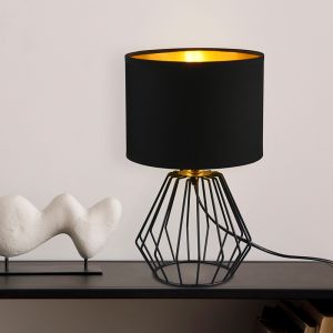 Lampada da tavolo moderna nera, Kjell, con interruttore
