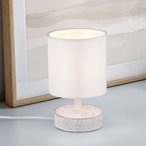 Lampada da tavolo in ceramica bianca, Lola, con interruttore