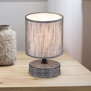 Lampada da tavolo in ceramica grigia, Lola, con interruttore