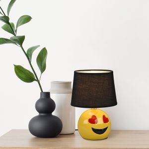 Lampada da tavolo per bambini moderna nera, Smiley, con interruttore