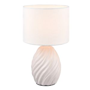 Lampada da tavolo retrò bianca, Roeland, con interruttore