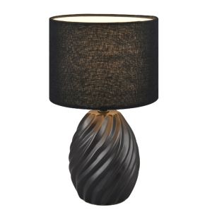 Lampada da tavolo retrò nera, Roeland, con interruttore
