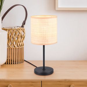Lampada da tavolo rustica crema, Peder, con interruttore