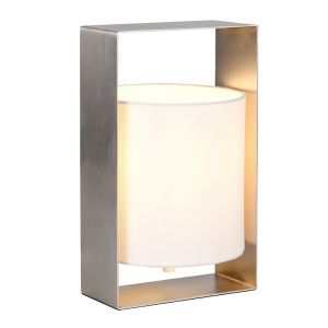 Lampada da tavolo moderna in nichel, Radhika, con interruttore