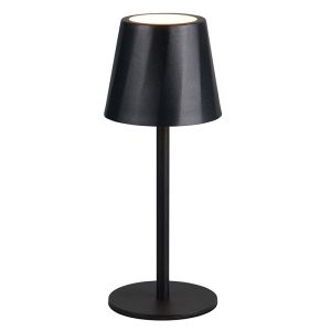Lampada da tavolo ricaricabile nera metallo, Priya, 1,6W, bianco regolabile tra caldo e freddo LED, dimmer in 3 fasi