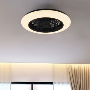 Ventilatore da soffitto moderno nero, Damyan, 30W, bianco regolabile tra caldo e freddo LED, con telecomando
