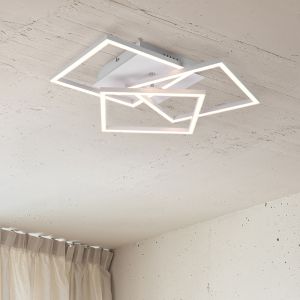 Plafoniera moderna bianca, Bibiana, 28W, bianco regolabile tra caldo e freddo LED, con telecomando