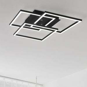 Plafoniera moderna nera, Bibiana, 28W, bianco regolabile tra caldo e freddo LED, con telecomando
