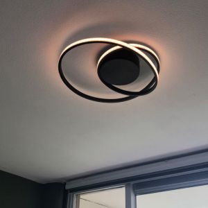 Plafoniera moderna nera, Sassandra, 22W, 3000K LED, dimmer in 3 fasi