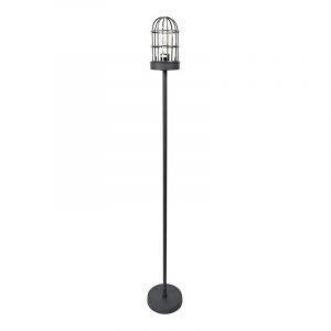 Lampada da terra nera industriale, Nova, con interruttore