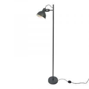 Lampada da terra nera industriale, Belga, con interruttore
