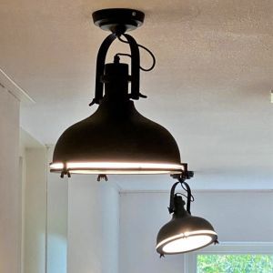 Lampada da soffitto nera industriale, Liga