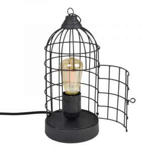 Lampada da tavolo nera industriale, Minca, con interruttore