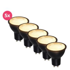 Confezione da 5 faretti LED GU10 neri Antonie, 3 Watt, 2700K (bianco caldo)