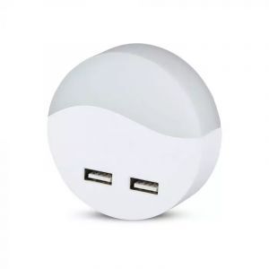 Luce notturna da presa bianca in plastica, Kyrill, 0,5W, 3000K LED
