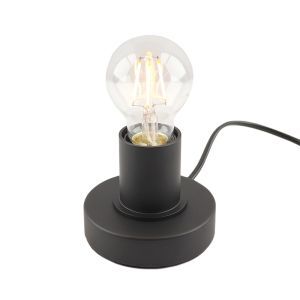 Lampada da tavolo senza paralume nera moderna, Rika, con interruttore
