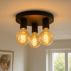 Lampada da soffitto nera moderna, Rami