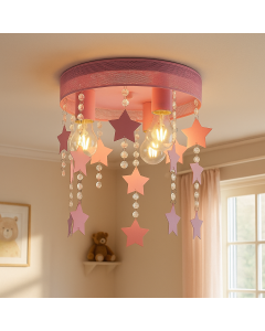 Lampada da soffitto per bambini rosa metallo, Doenja
