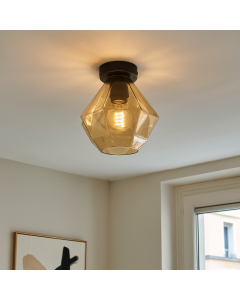 Lampada da soffitto ambrata retrò, Anoek