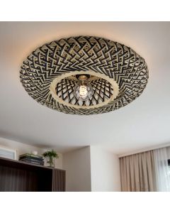 Plafoniera in rattan marrone, Heimen