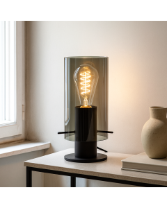 Lampada da tavolo grigia design, Dilaram, con interruttore