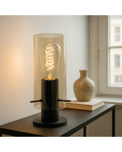 Lampada da tavolo ambrata design, Dilaram, con interruttore