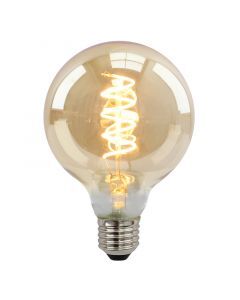 Lampadina LED Olucia E27 dimmerabile, Tuelo, G95, 4w, vetro ambrato, 2200k