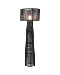 Lampada da terra nera rustica, Sanny, con interruttore