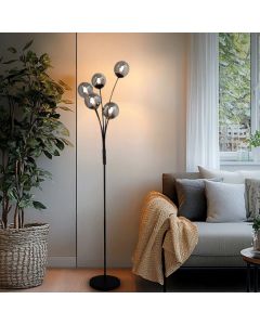 Lampada da terra grigia design, Stacy, con interruttore