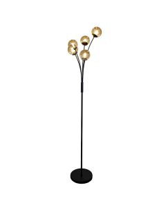 Lampada da terra ambrata design, Stacy, con interruttore