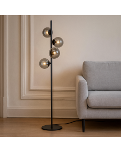 Lampada da terra grigia design, Remo, con interruttore