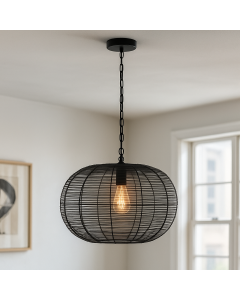 Lampada a sospensione nera industriale, Phebe