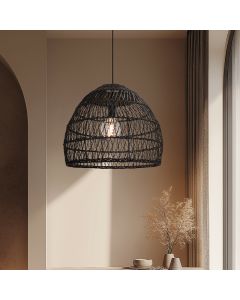 Lampada a sospensione in rattan nera, Rosa