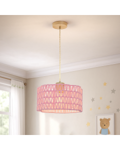 Lampada a sospensione di carta rosa, Mickey