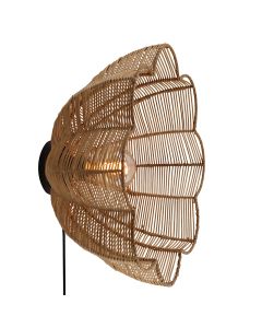 Applique da parete in rattan marrone, Heather, con interruttore