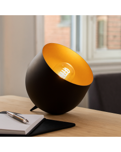Lampada da tavolo nera moderna, Whitney, con interruttore