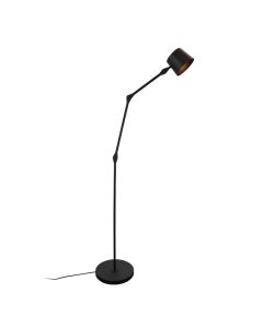 Lampada da terra nera moderna, Rinke, con interruttore