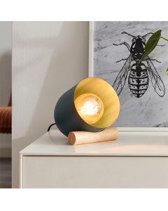 Lampada da tavolo in legno blu, Riaz, con interruttore