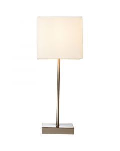 Lampada da tavolo cromata in tessuto, Marinda, con interruttore