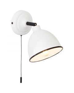 Faretto da parete bianco classico, Anouk, con interruttore a strappo