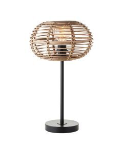 Lampada da tavolo in rattan marrone, Sevim, con interruttore