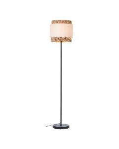 Lampada da terra marrone rustica, Vibeke, con interruttore