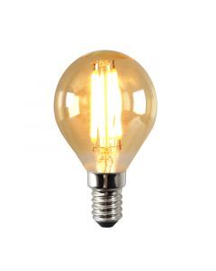 Lampadina LED Olucia E14 dimmerabile, P45, 3w, vetro ambrato, 2200k